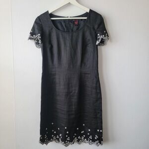 Debbie shuchat women's 100% Linen Minidress Dress size 6 Jewel Embellished Shift